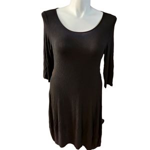 Eileen Fisher Scoop Neck 3/4 Length Sleeve Knit Dress, Midi, Size L